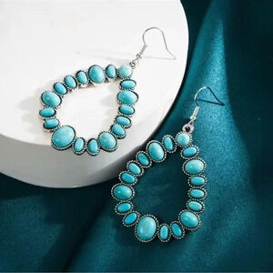 Turquoise Tear Drop Hoop Earrings